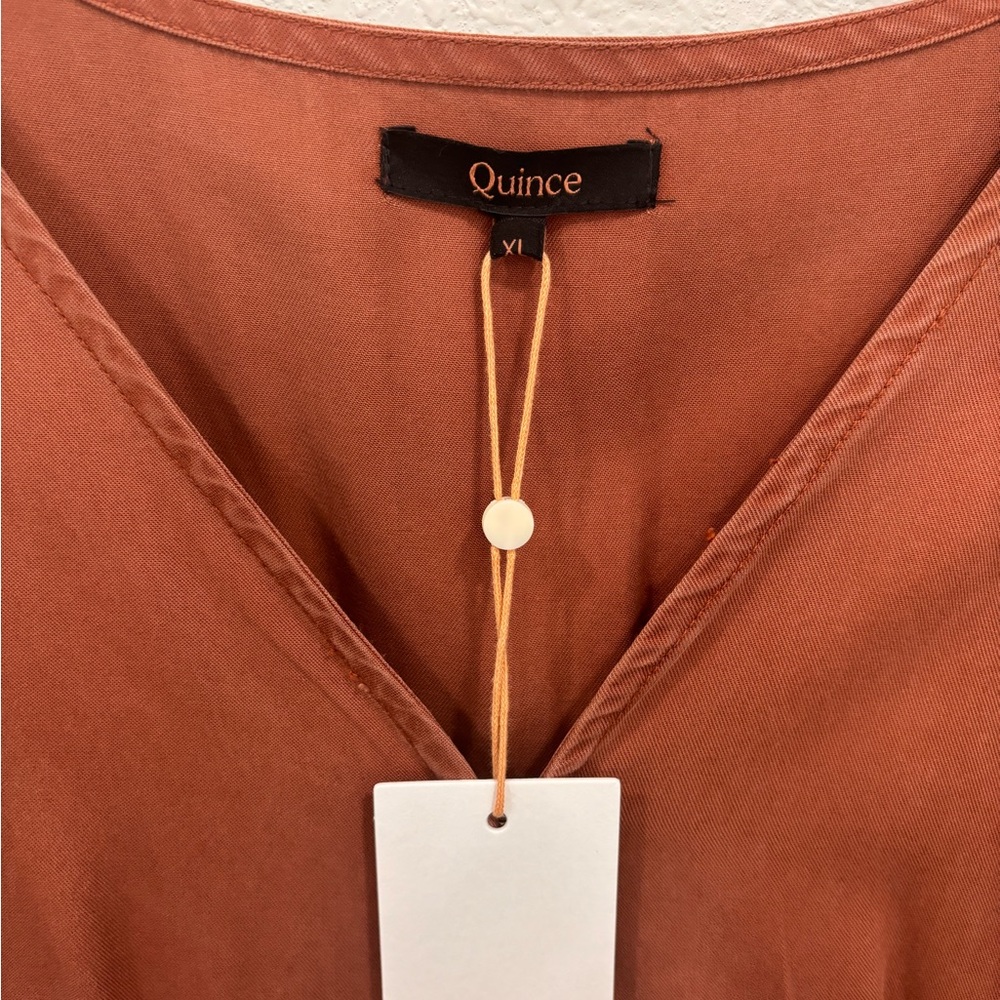 Quince Rust Button-Front Midi Dress - Picture 3 of 5